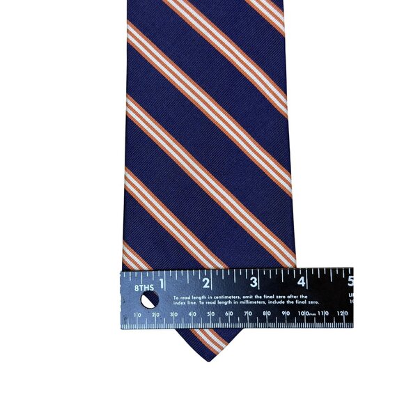 Vintage Brooks BrothersBlue & Orange Striped Silk Tie Hand Classic Style - Picture 7 of 7